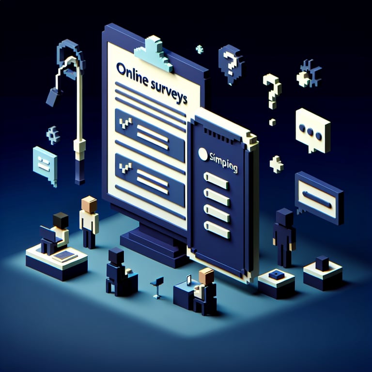 Artistic 3D voxel artwork illustrating a nuanced survey scale