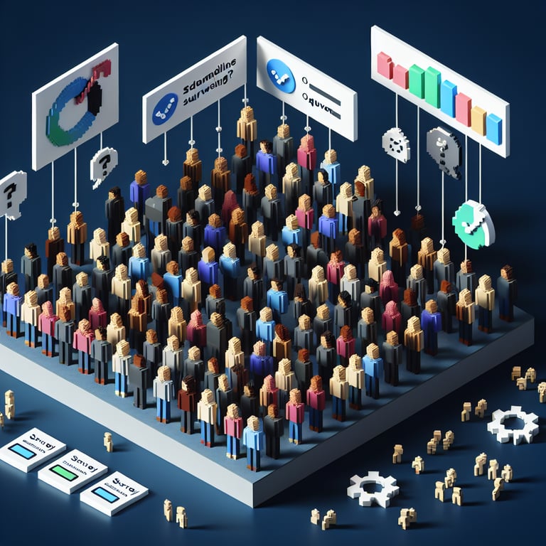 3D voxel art illustrating demographic survey framework