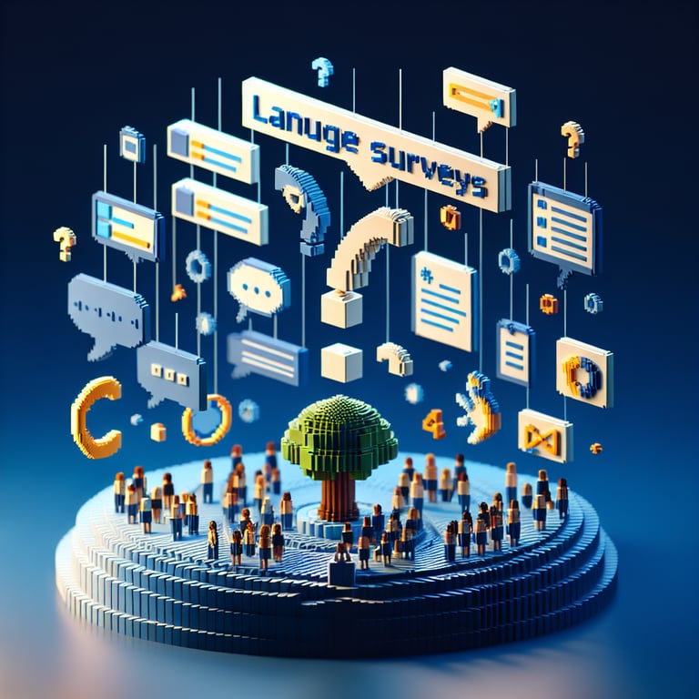 Artistic 3D voxel of multilingual poll interface