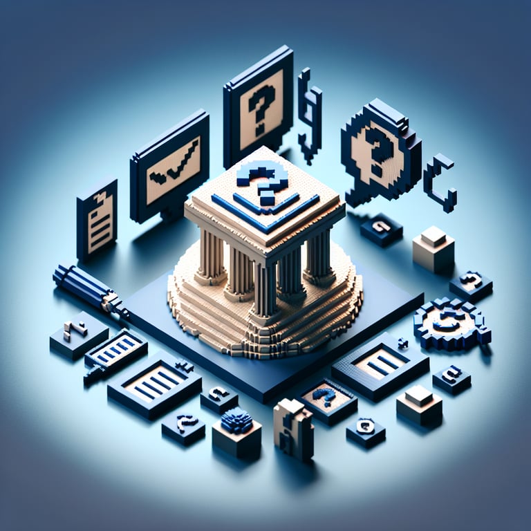 Artistic 3D voxel illustration of a freedom of speech polling dashboard