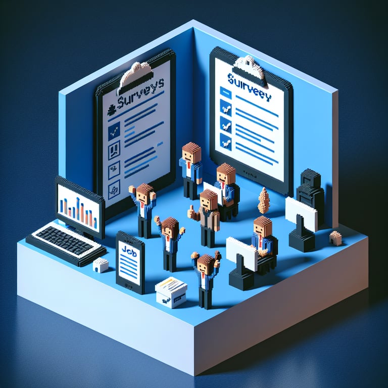 Artistic 3D voxel art depicting workplace stress analytics