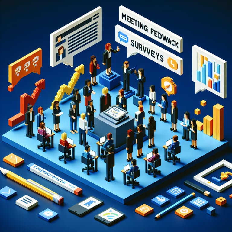 Artistic 3D voxel of an interactive meeting feedback poll survey