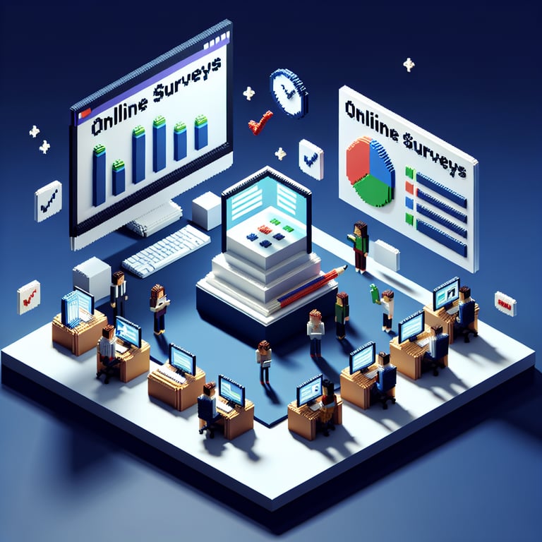 Artistic 3D voxel of post-employee orientation survey questions