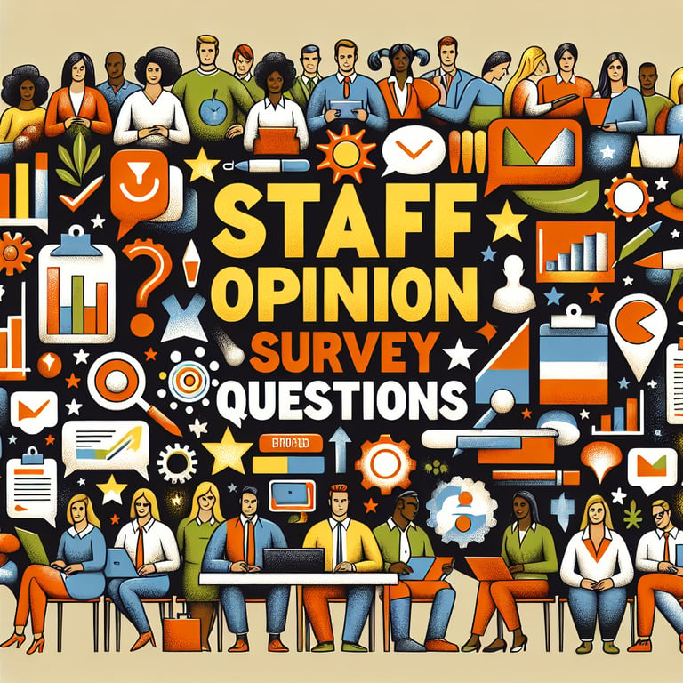 Illustration of comprehensive guide on relevant topics for Staff Opinion survey questions.