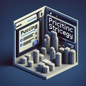 3D voxel art depicting online surveys, symbolizing pricing strategy survey questions on a dark blue background.
