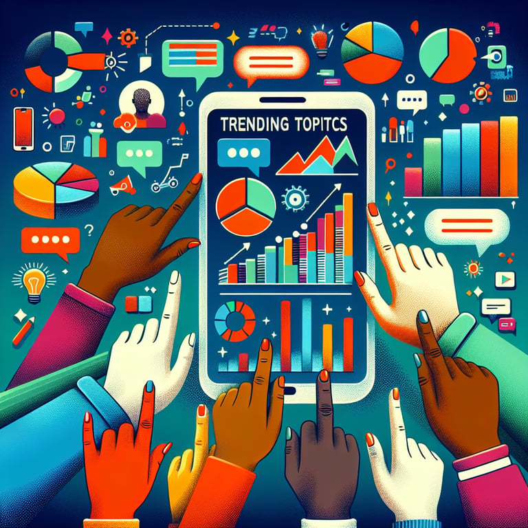 Illustration highlighting trending topics in App Feedback Survey questions for user feedback success.