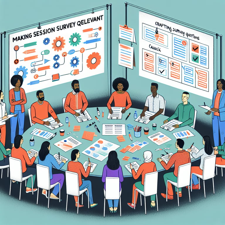 Illustration demonstrating the concept of creating relevant session survey questions.