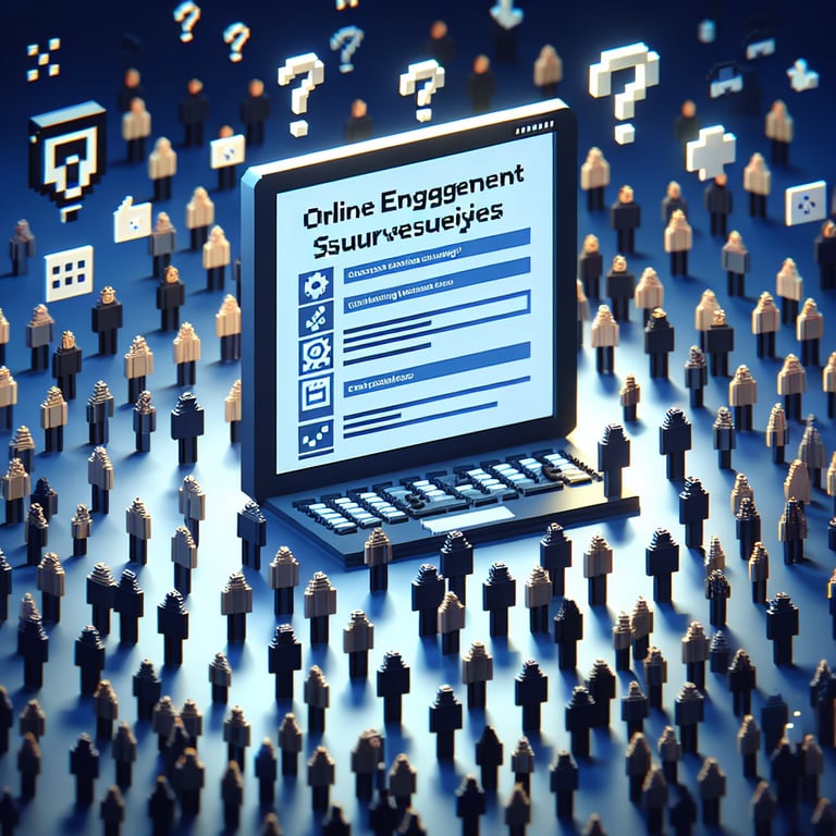 3D voxel art symbolizing employee engagement feedback survey