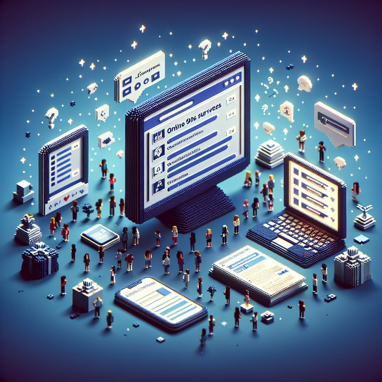 Creative voxel-style 3D artwork illustrating a high school yearbook feedback poll