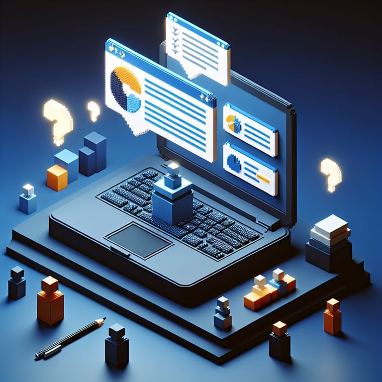 Creative 3D voxel depiction of pioneering user survey feedback