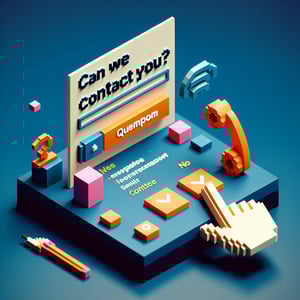 3D voxel art depicting online surveys, with a dark blue background, no text or branding.