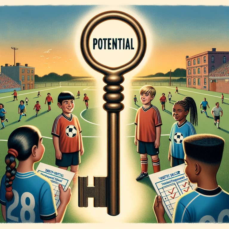 Illustration depicting the concept of unlocking potential through Youth Soccer Feedback survey questions.