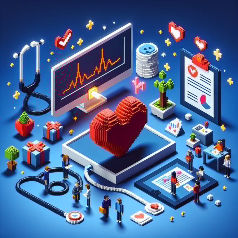 3D voxel art of an interactive heart health questionnaire model
