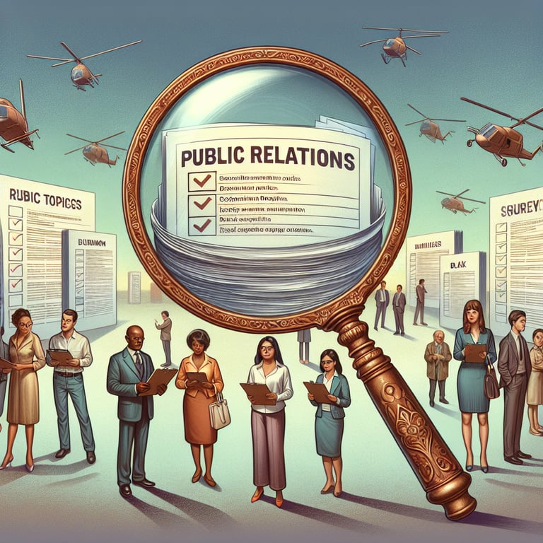 Illustration of key topics for Public Relations survey questions