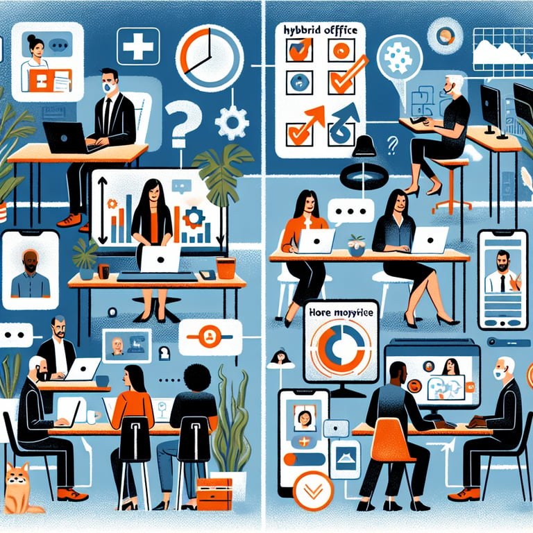 Illustration demonstrating the concept of Hybrid Work survey questions