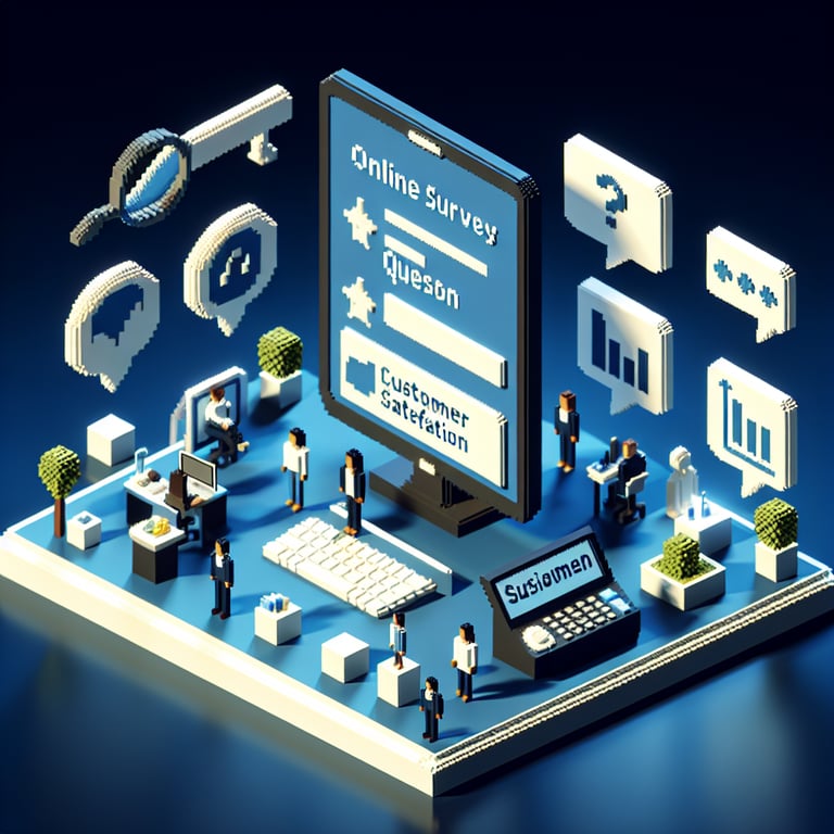 Creative 3D voxel depicting call centre customer satisfaction polling