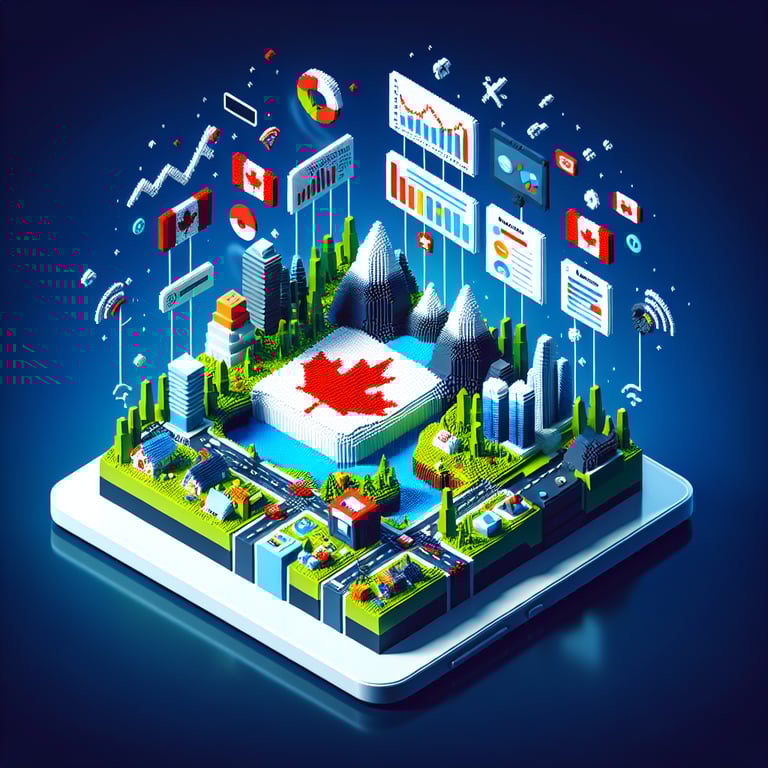 Colorful 3D voxel rendering of Canada income survey insights