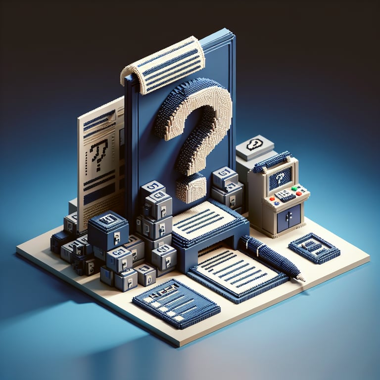 Artistic 3D voxel visualization of a print shop feedback form