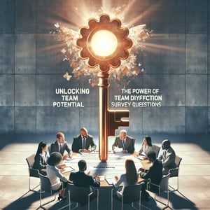 Illustration depicting the concept of unlocking team potential through Team Dysfun<wbr>ction survey questions.