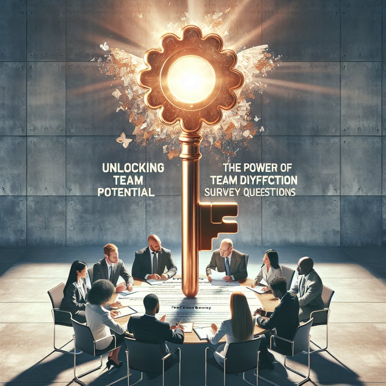 Illustration depicting the concept of unlocking team potential through Team Dysfunction survey questions.