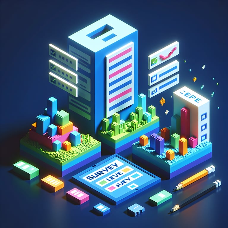Artistic 3D voxel rendering of feedback icons representing participant reactions