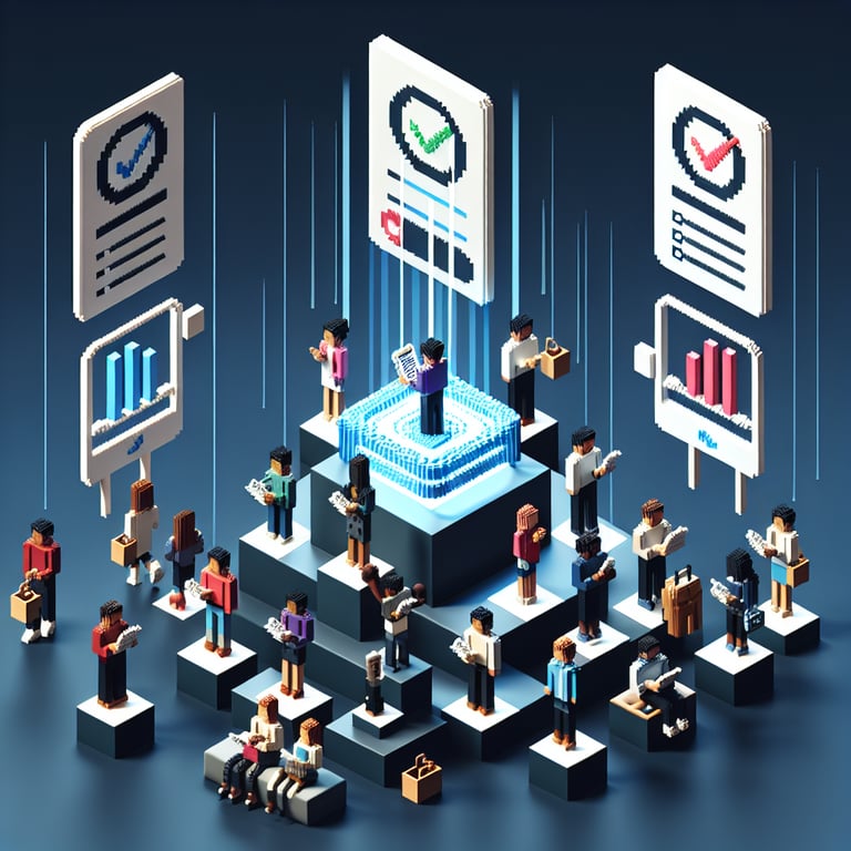 Artistic 3D voxel depicting meeting time polling interaction
