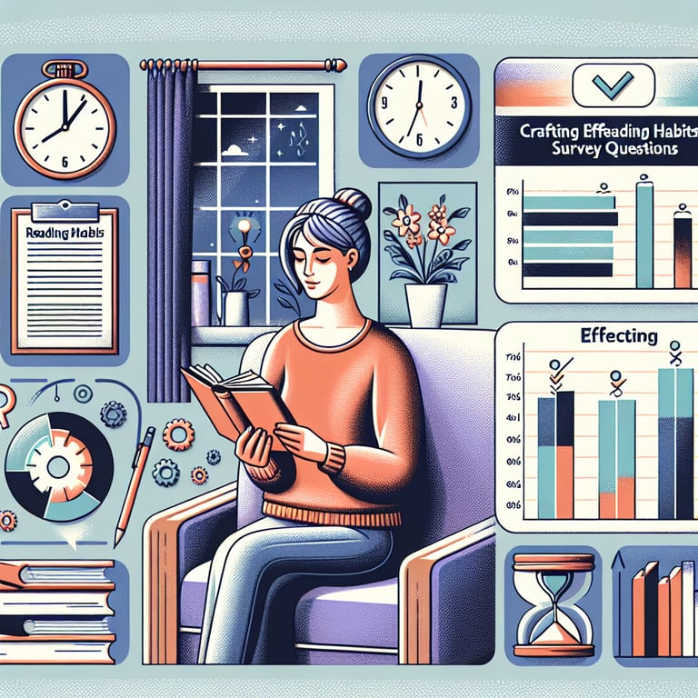 Illustration depicting the crafting of effective Reading Habits survey questions and expected outcomes.