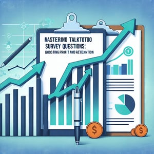 Illustration demonstrating how mastering Talktobo survey questions can boost profit and retention.