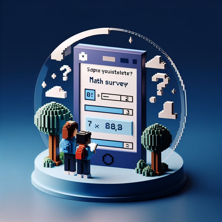 Creative 3D voxel of parent-focused math engagement survey