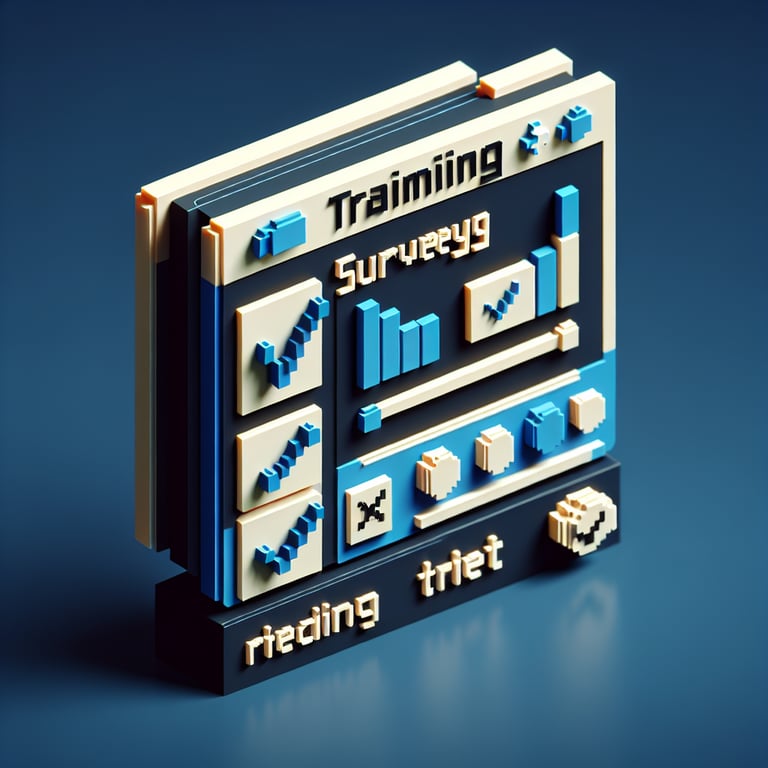 Creative 3D voxel illustration of interactive employee training poll design