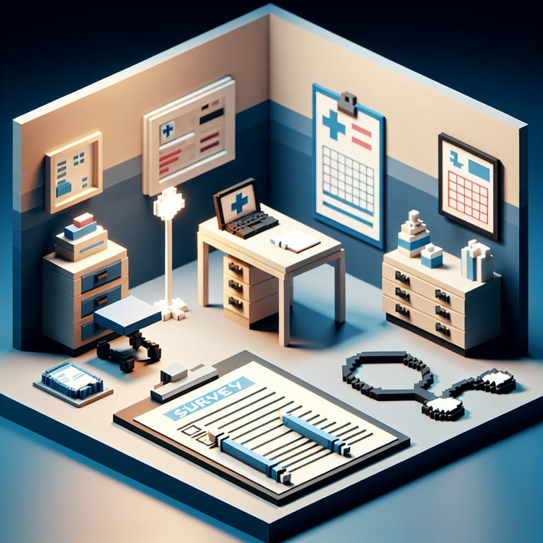 Artistic 3D voxel visualization of medical office survey data