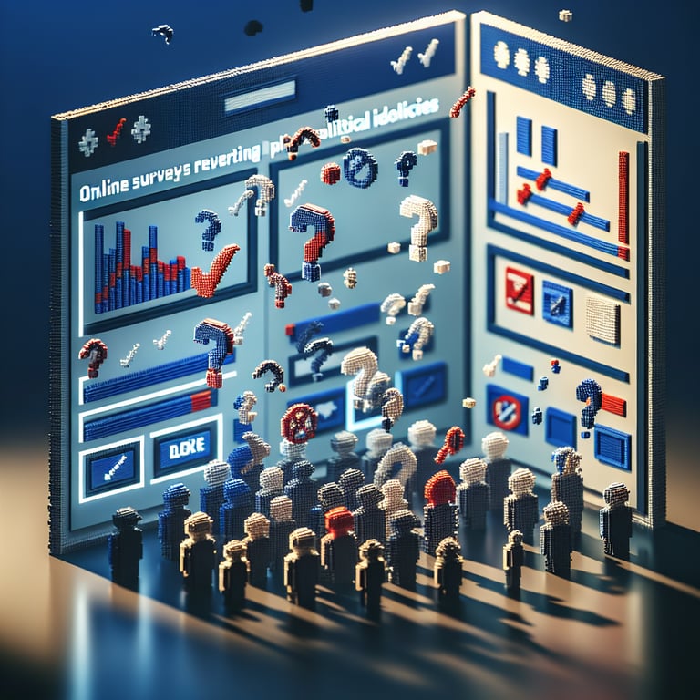 Artistic 3D voxel art of policy preference survey interface