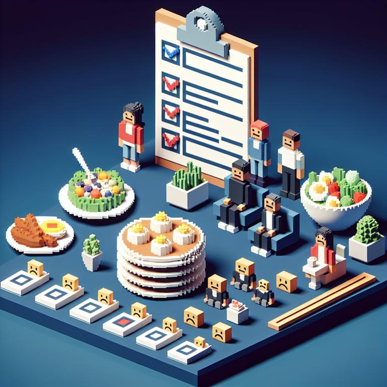 Artistic 3D voxel of dining customer satisfaction poll