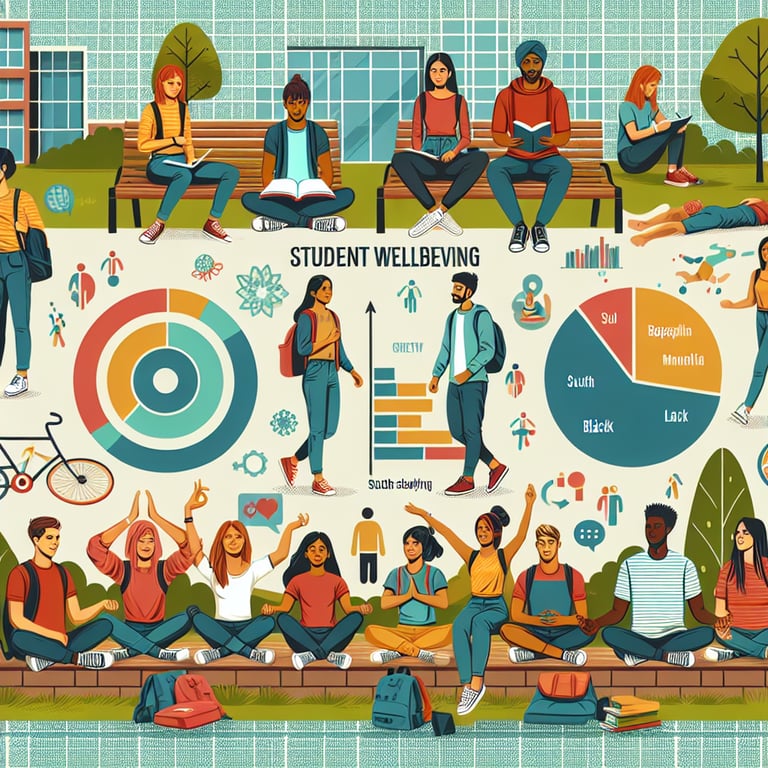 Illustration depicting relevant topics in Student Wellbeing survey questions