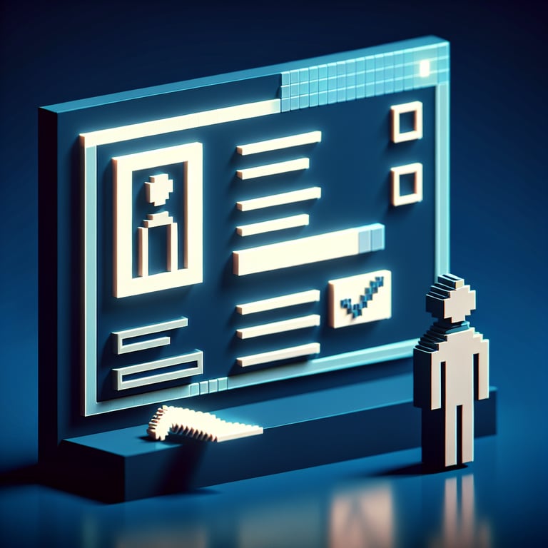 Artistic 3D voxel capturing the essence of unemployment survey questions