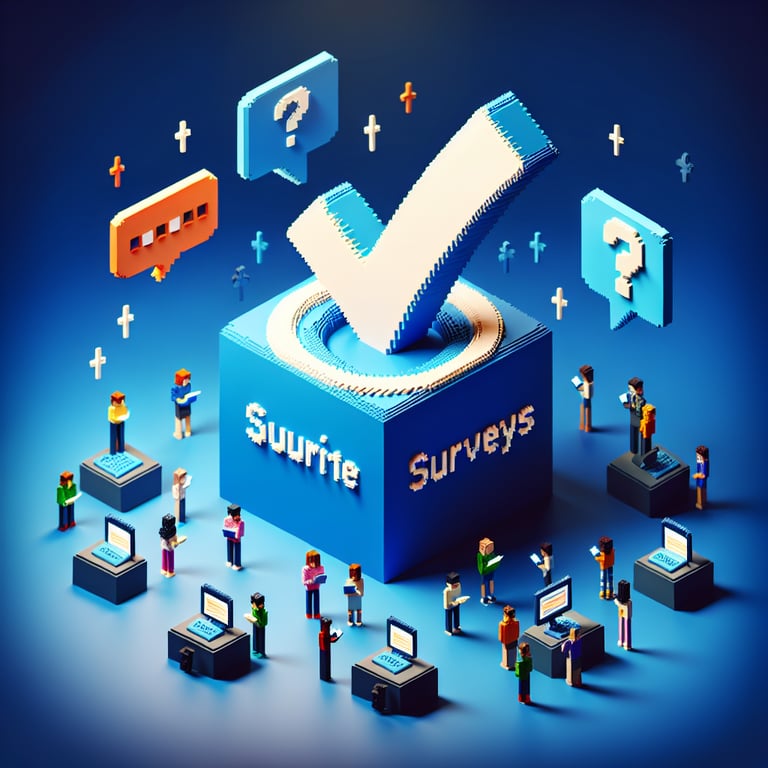 Artistic 3D voxel illustrating a sample course evaluation survey