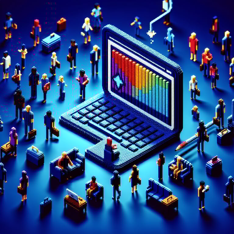 3D voxel visualization of digital career insights questionnaire interface