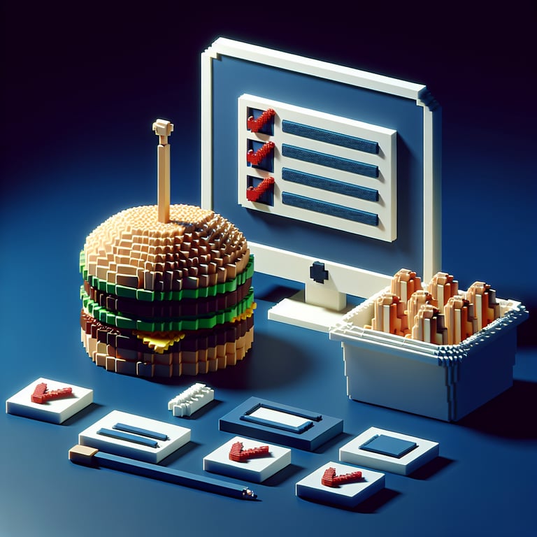 Artistic 3D voxel of burger preference questionnaire