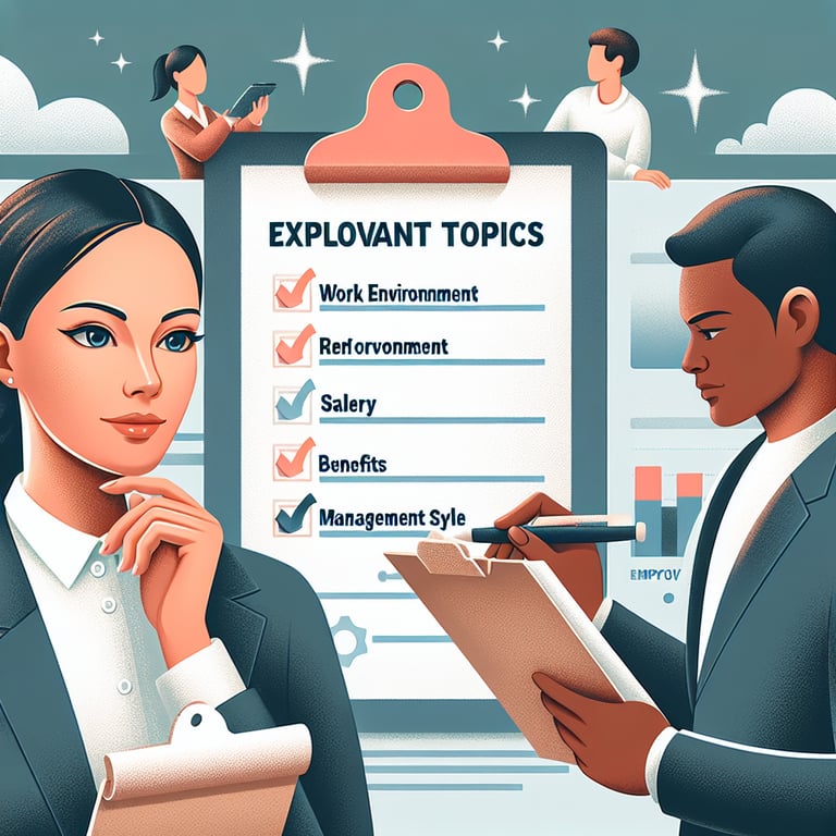 Illustration highlighting relevant topics in Employee Opinion survey questions.