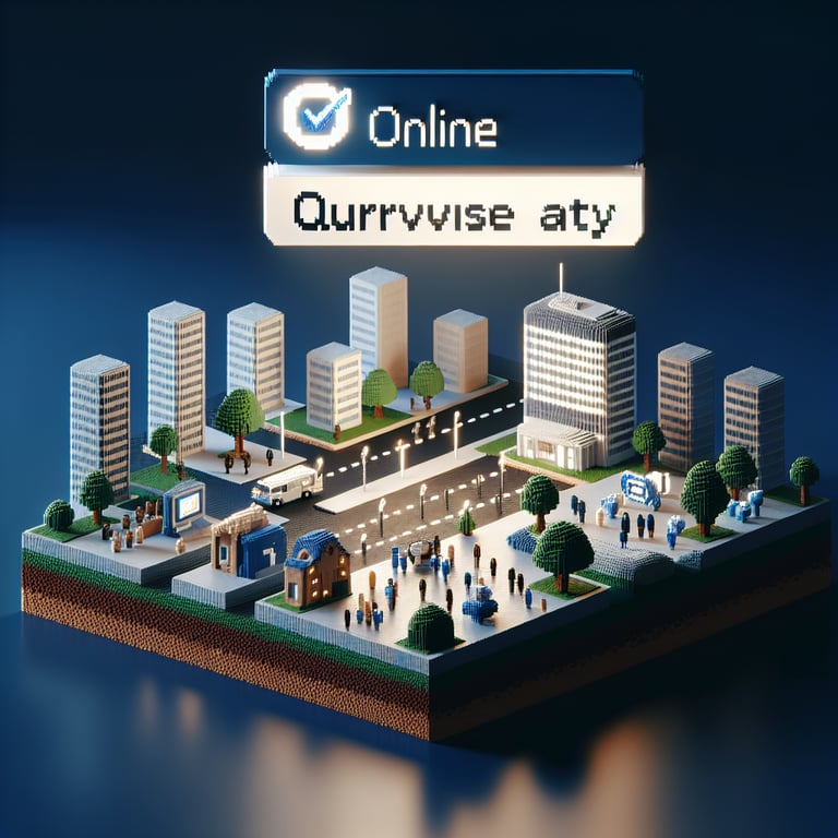 3D voxel art depicting online survey process, symbolizing internal communications audit surveys.