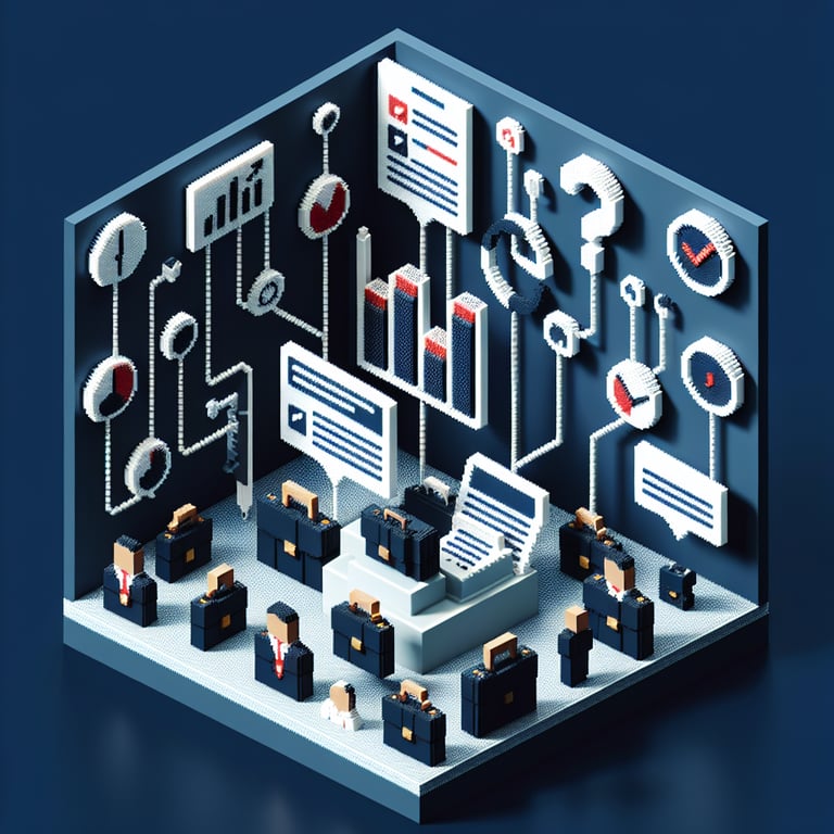 Creative 3D voxel depicting interactive business survey feedback