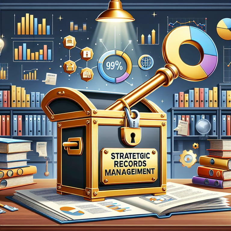 Illustration depicting the concept of unlocking insights through strategic Records Management survey questions.