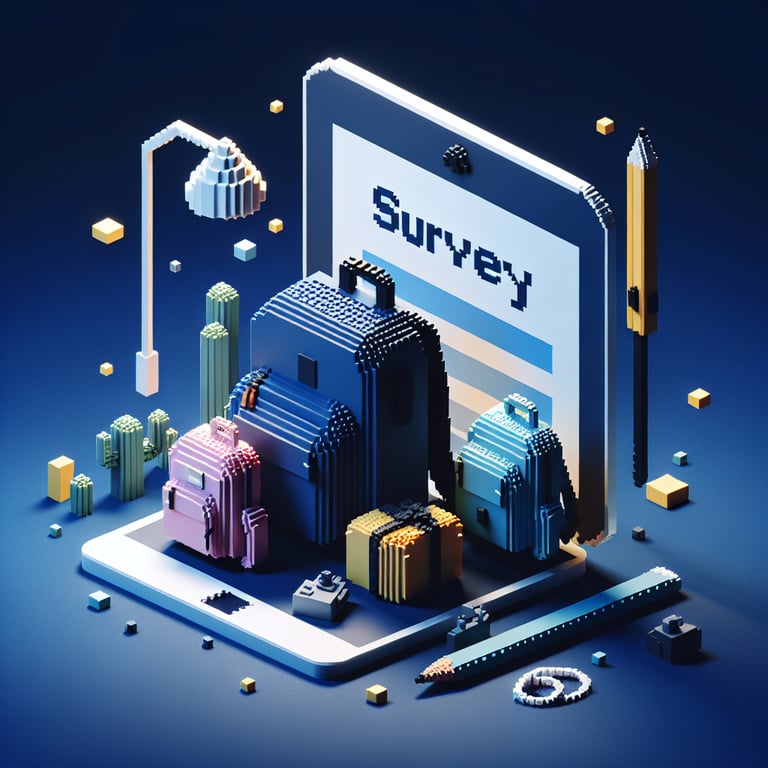 Artistic 3D voxel illustrating backpack preference survey insights