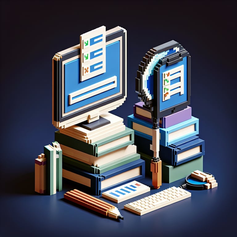 Artistic 3D voxel illustrating a study habits feedback survey