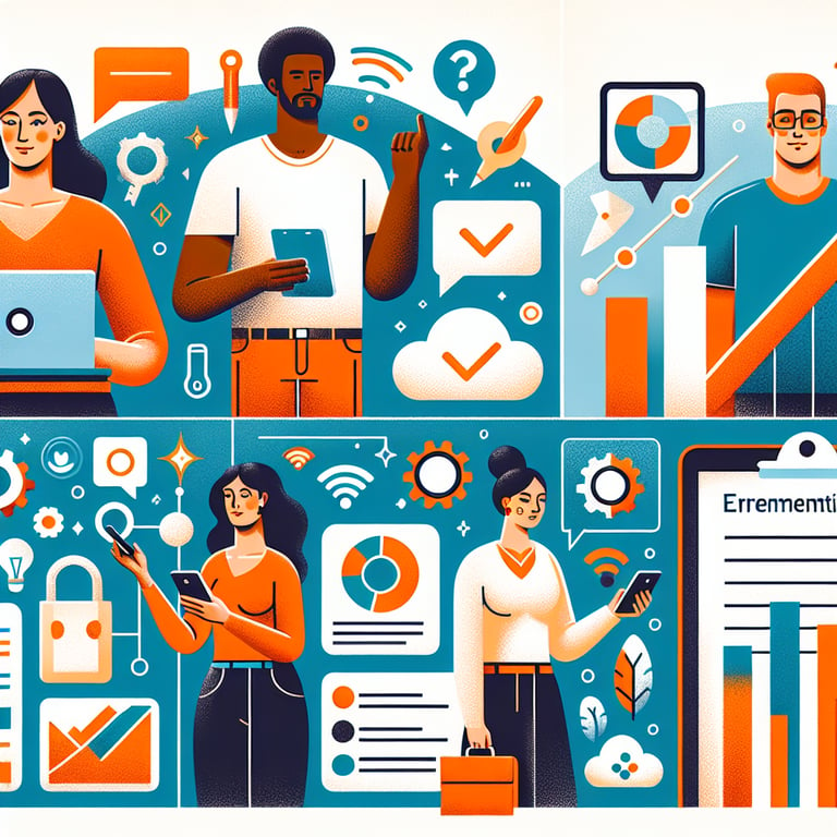 Illustration of essential Tech Savviness survey questions and expected outcomes.