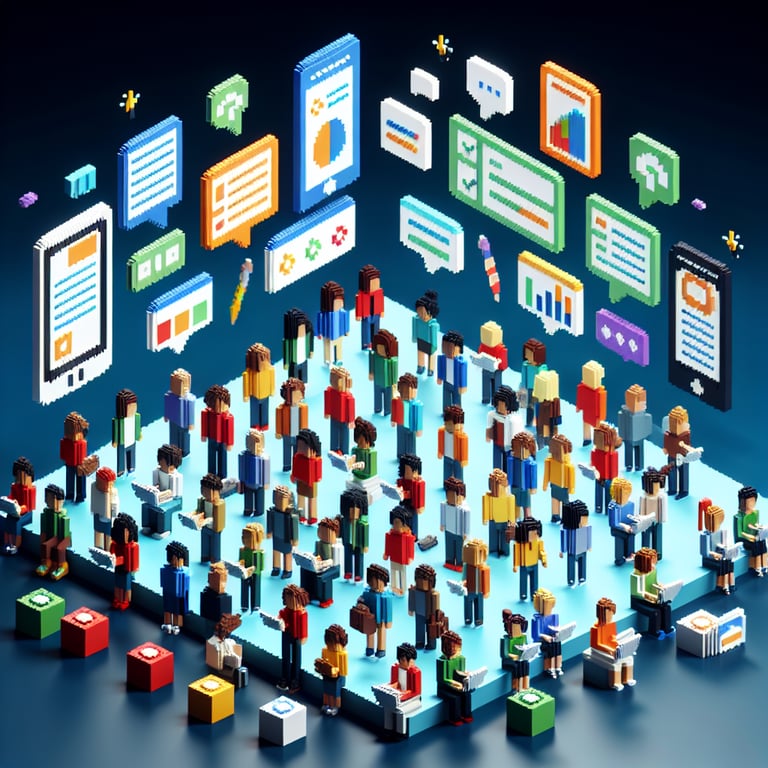 Artistic 3D voxel visualization of student engagement poll