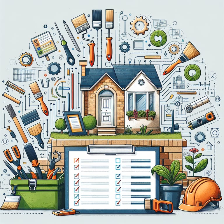 Illustration of key topics to consider when creating Home Improvement survey questions.