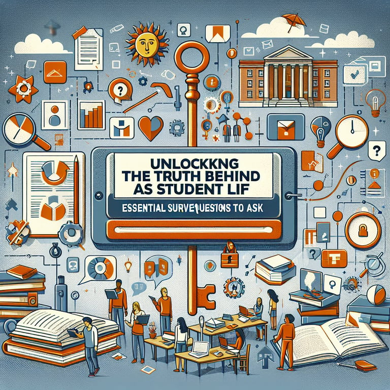 Illustration of key and lock symbolizing essential Student Life survey questions.