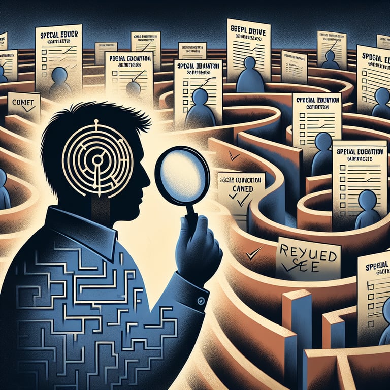 Illustration of a maze representing Special Education Parent survey questions and parental concerns.