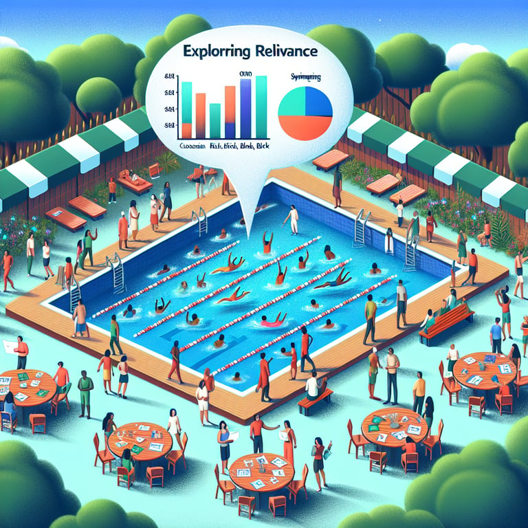 Infographic illustrating Swimming Pool survey questions and their relevance in research.